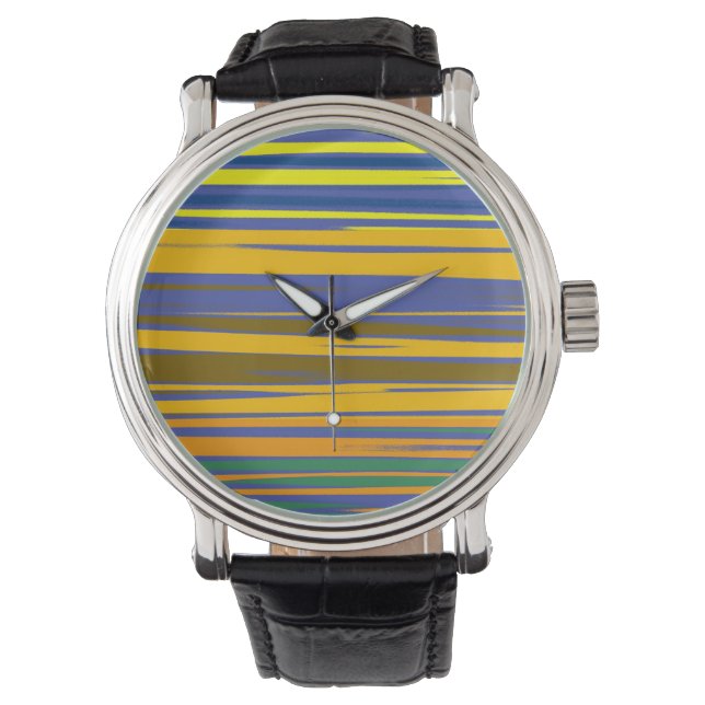 Abstract Colourful Stripes Pattern Watch (Front)
