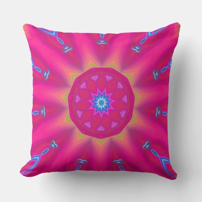 Abstract Colourful Sun and Star Prism  Throw Pillow (Front)