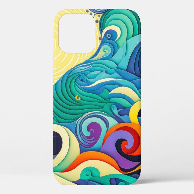 Abstract Colourful Sun Waves Line Art Illustration Case-Mate iPhone Case (Back)