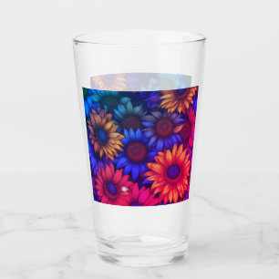 Abstract Colourful Sunflowers #338  Glass