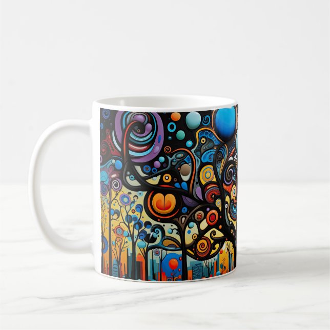 Abstract Colourful Swirl Tree Landscape Nature Coffee Mug (Left)