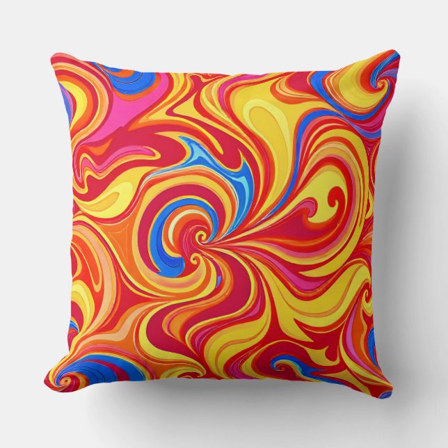Abstract Colourful Swirled Pattern Throw Pillow (Front)