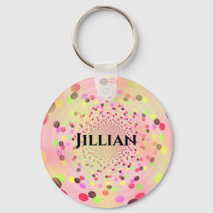 Abstract Colourful Swirly Beans Keychain