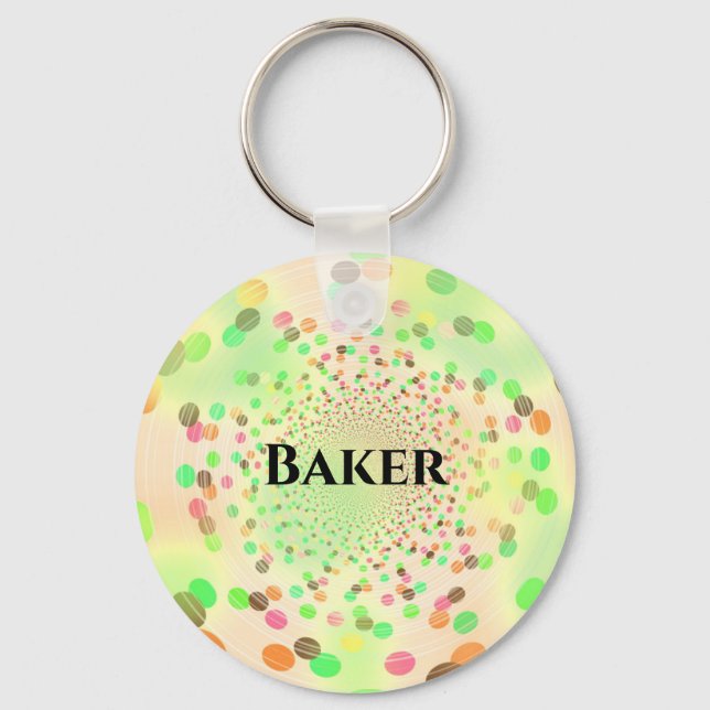 Abstract Colourful Swirly Dots Keychain (Front)