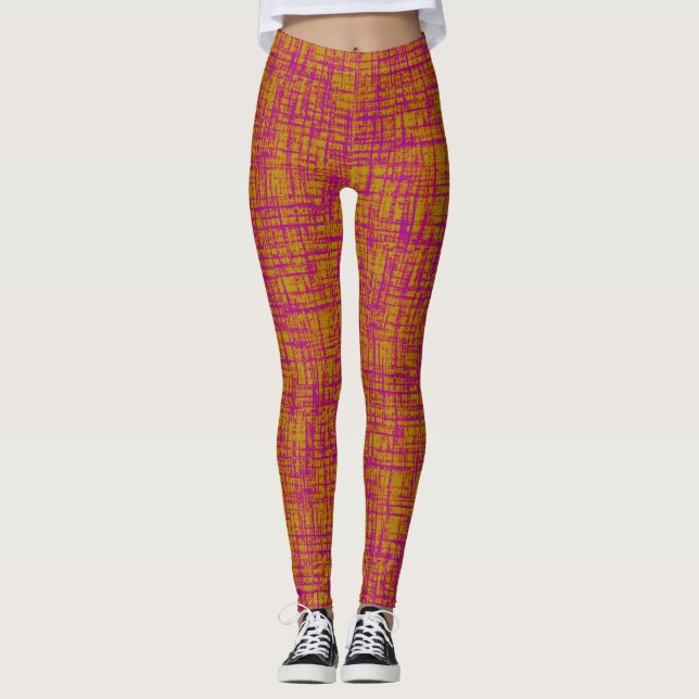 Abstract Colourful Textile Pattern Leggings (Front)