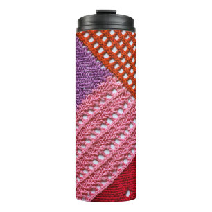 Abstract colourful texture knitted by spokes.Knitt Thermal Tumbler