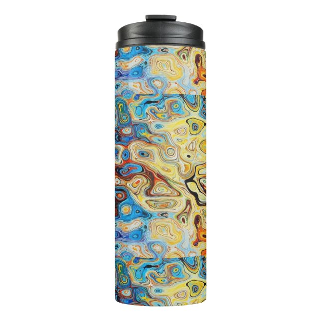 Abstract colourful textured pattern thermal tumbler (Front)