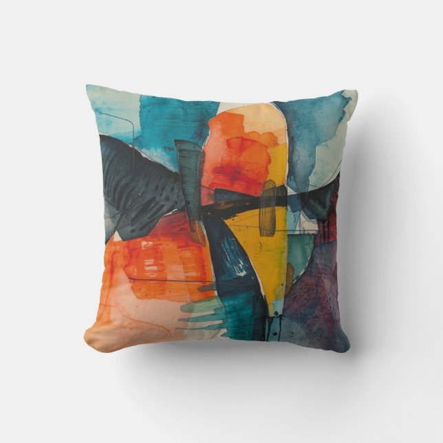 Abstract colourful  throw pillow (Front)