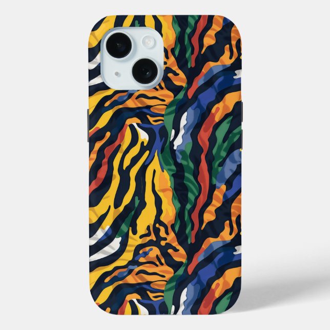 Abstract Colourful Tiger Stripes Case-Mate iPhone Case (Back)