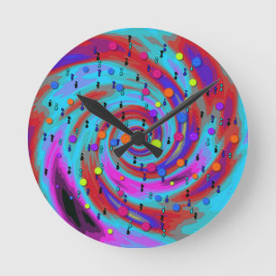 Abstract Colourful Tornado Pattern Round Clock