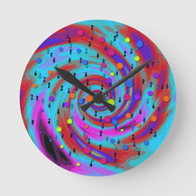 Abstract Colourful Tornado Pattern  Round Clock (Front)