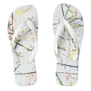 Abstract colourful tree branches on white design flip flops