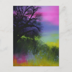 Abstract Colourful Tree Postcard