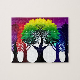 Abstract Colourful Trees For Kids Jigsaw Puzzle