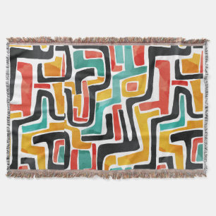 Abstract Colourful Tribal Maze Geometric Pattern B Throw Blanket
