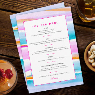Abstract colourful tropical lines event custom bar menu