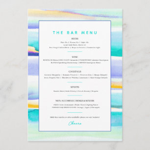 Abstract colourful tropical lines event custom bar menu