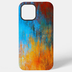 Abstract colourful turquoise blue, orange and red iPhone 12 pro max case