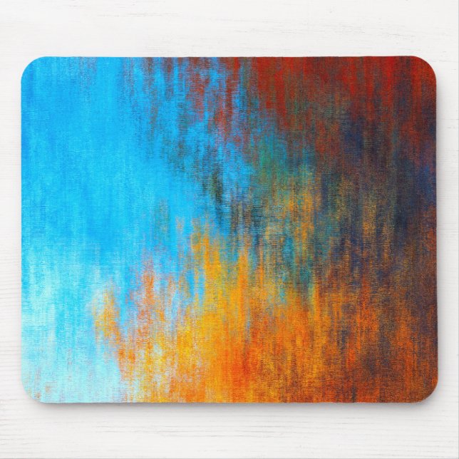 Abstract colourful turquoise blue, orange and red mouse pad (Front)