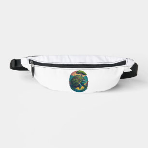 Abstract Colourful Turtle with Planet Earth Fanny Pack
