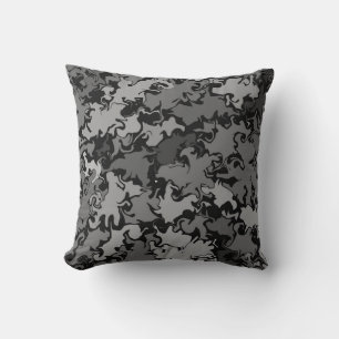 Abstract Colourful Twirl / Black and White / Throw Pillow