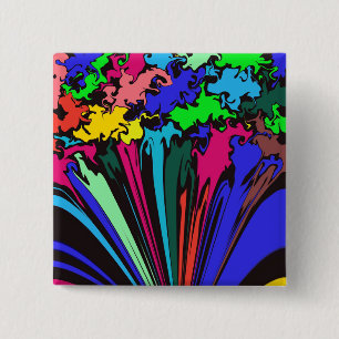 Abstract Colourful Twirl / Pinched / 2 Inch Square Button