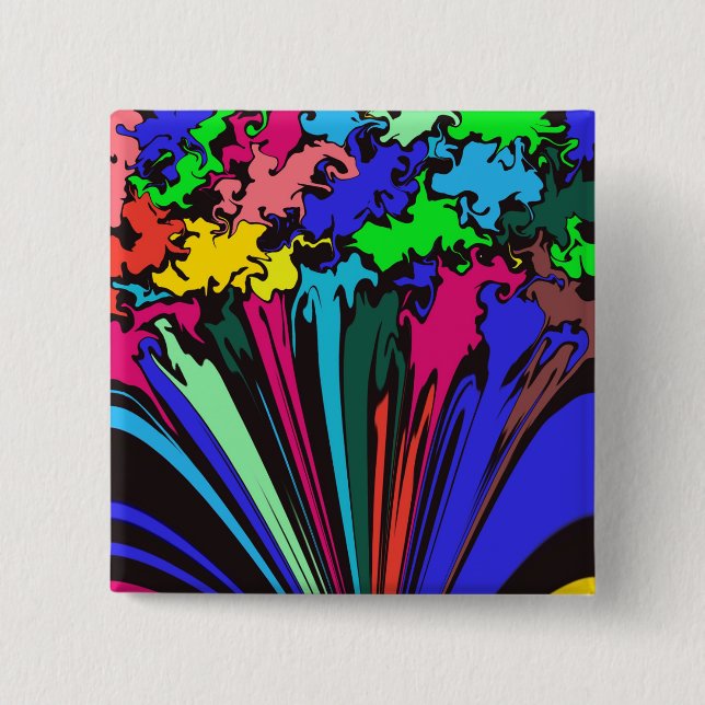 Abstract Colourful Twirl / Pinched / 2 Inch Square Button (Front)