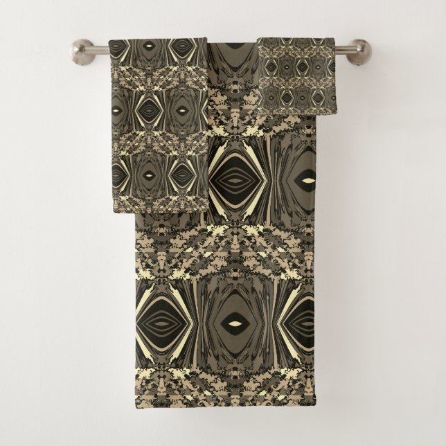 Abstract Colourful Twirl Pinched Half Brick / Sepi Bath Towel Set (Insitu)