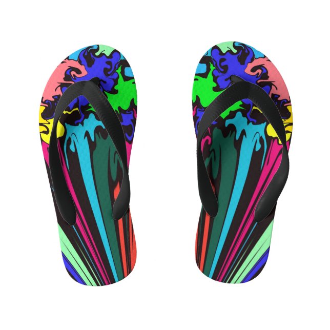 Abstract Colourful Twirl / Pinched / Kid's Flip Flops (Footbed)