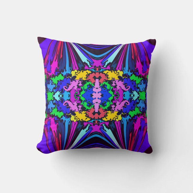 Abstract Colourful Twirl Pinched / Mirror / Miami  Throw Pillow (Front)