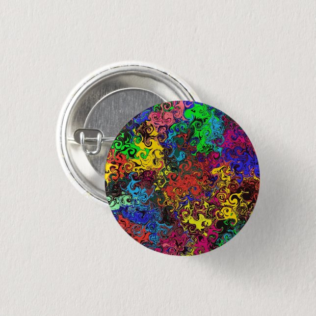 Abstract Colourful Twirlers / 1 Inch Round Button (Front & Back)