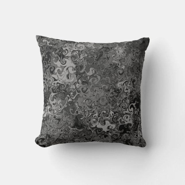 Abstract Colourful Twirlers / Black and White / Throw Pillow (Front)