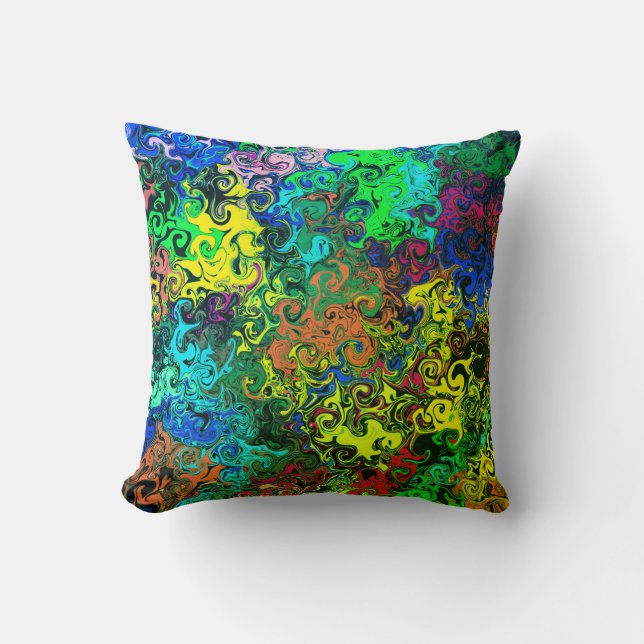 Abstract Colourful Twirlers / Greenleaf / Throw Pillow (Front)