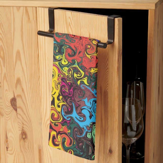 Abstract Colourful Twirlers / Kitchen Towel (Thirds Fold)