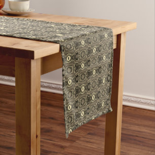 Abstract Colourful Twirlers P & P Half Brick Sepia Short Table Runner