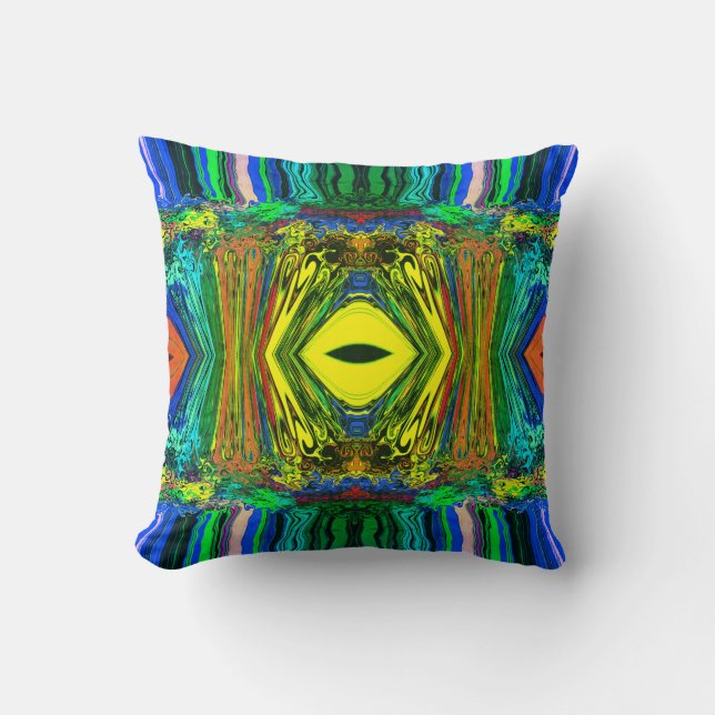 Abstract Colourful Twirlers P & P Mirror Greenleaf Throw Pillow (Front)