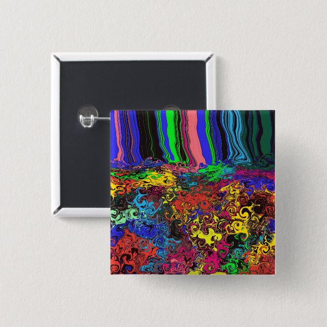 Abstract Colourful Twirlers / Pushed / 2 Inch Square Button (Front & Back)