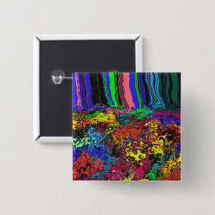 Abstract Colourful Twirlers / Pushed / 2 Inch Square Button