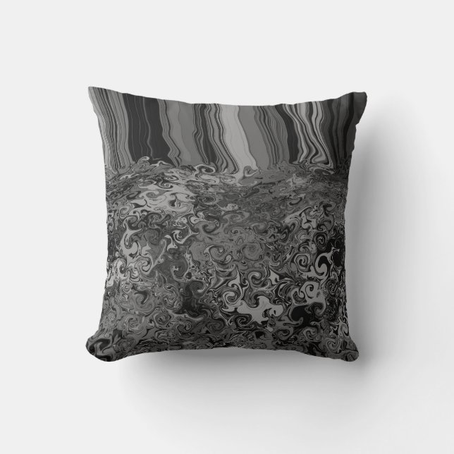 Abstract Colourful Twirlers / Pushed / B & W / Throw Pillow (Front)
