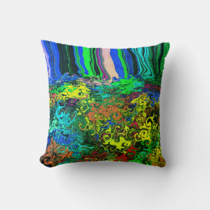 Abstract Colourful Twirlers / Pushed / Greenleaf / Throw Pillow