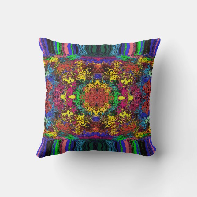 Abstract Colourful Twirlers Pushed / Mirror /  Throw Pillow (Back)