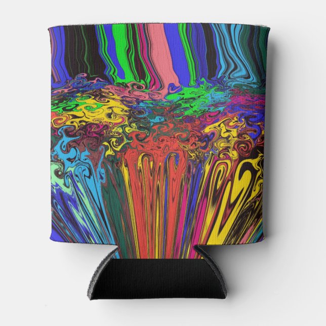 Abstract Colourful Twirlers / Pushed & Pinched / Can Cooler (Front)