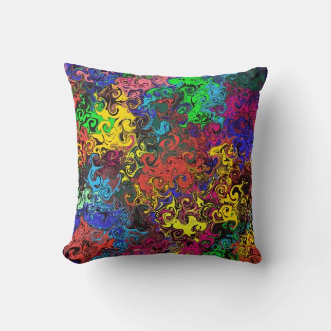 Abstract Colourful Twirlers /  Throw Pillow (Front)