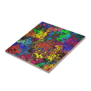 Abstract Colourful Twirlers / Tile