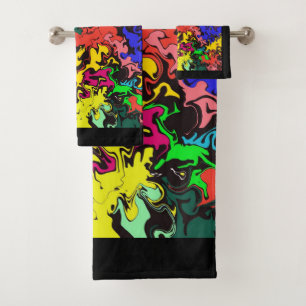 Abstract Colourful Twirls /  Bath Towel Set