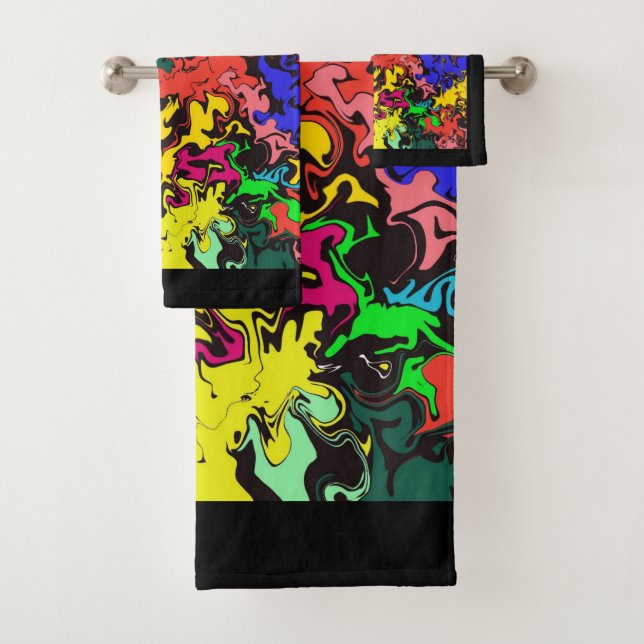Abstract Colourful Twirls /  Bath Towel Set (Insitu)