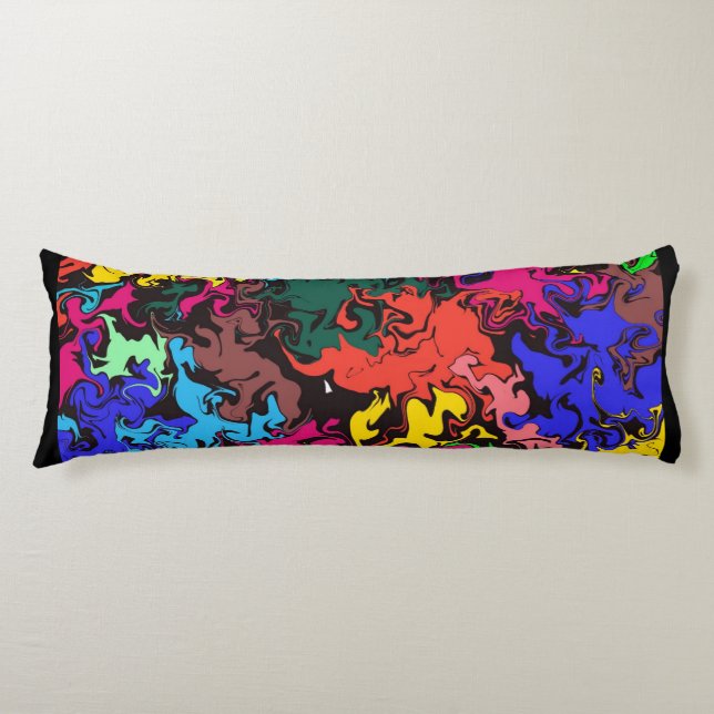 Abstract Colourful Twirls /  Body Pillow (Front)