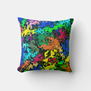 Abstract Colourful Twirls / Greenleaf / Throw Pillow