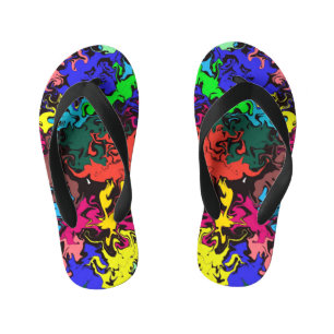 Abstract Colourful Twirls / Kid's Flip Flops