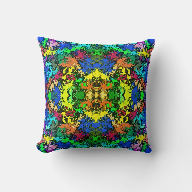 Abstract Colourful Twirls / Mirror / Greenleaf / Throw Pillow (Front)